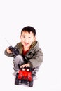 Boy and remote control car Royalty Free Stock Photo