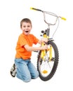 Boy repair bicycle Royalty Free Stock Photo