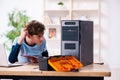 Boy reparing computers at workshop Royalty Free Stock Photo