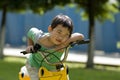 Boy resting at bike Royalty Free Stock Photo