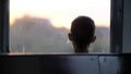 Boy Rides On A Train In The Evening, Back View Royalty Free Stock Photo