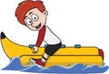 Boy Riding Banana Boat Cartoon Color Illustration Royalty Free Stock Photo