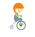 Boy riding bicyle