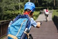 Boy riding a bike in the park Royalty Free Stock Photo