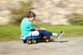 Boy Riding Downhill Royalty Free Stock Photo