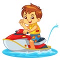 Boy Riding Jetski On The Beach