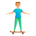 Boy riding skateboard icon, cartoon style Royalty Free Stock Photo