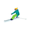 Boy riding on skis on snow slope Royalty Free Stock Photo