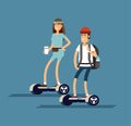 Boy riding on two wheeled mini segway