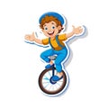 Boy Riding Unicycle Cartoon Illustration Vector Image Graphic Royalty Free Stock Photo