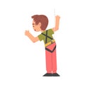 Boy Rock Climber Character, Back View of Cute Kid Climbing Wall, Boy Doing Sports or Having Fun in Adventure Park Royalty Free Stock Photo