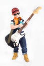 Boy rocker with electric guitar Royalty Free Stock Photo