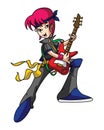 Boy Rocker Guitarist Color Illustration Design Royalty Free Stock Photo