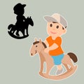 Boy on rocking horse vector illustration flat style Royalty Free Stock Photo