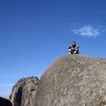 Boy on rocky mountain Royalty Free Stock Photo