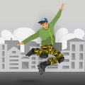 Boy in a roller jump Royalty Free Stock Photo
