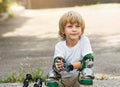 Boy roller skates portrait Royalty Free Stock Photo
