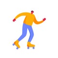 Boy rollerblades. Vector illustration Royalty Free Stock Photo