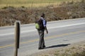 Boy with rucksack walking to school Royalty Free Stock Photo