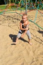 Boy running along the sand Royalty Free Stock Photo