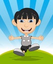 The boy running and laughing cartoon vector illustration Royalty Free Stock Photo