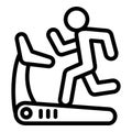 Boy running at treadmill icon, outline style
