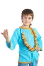 The boy in Russian national shirt, over white Royalty Free Stock Photo