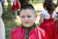 The boy in the Russian shirt during the holiday Royalty Free Stock Photo