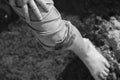 Boy`s Foot and Leg Wet While Playing Near Tidal Pools Royalty Free Stock Photo