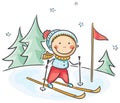 Boy's winter activities: skiing