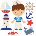 Boy sailor vector illustration Royalty Free Stock Photo