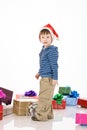 Boy in Santa Claus hat