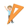 Boy In School Uniform With Giant Triangle Ruler