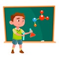 Boy Scientist Make Experiment On Lesson Vector Royalty Free Stock Photo