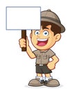 Boy Scout or Explorer Boy Holding a Blank Sign