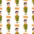 Boy scout seamless pattern camp outdoor background nature kid scouting vector illustration