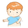 Boy scratching itching rash on his body