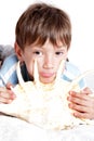 Boy with sea shell over white Royalty Free Stock Photo