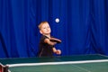 A boy seven years playing table tennis Royalty Free Stock Photo