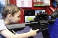 Boy at shooting range Royalty Free Stock Photo