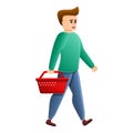 Boy shop basket icon, cartoon style Royalty Free Stock Photo