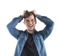 Boy shouting desperately Royalty Free Stock Photo