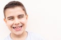 boy showing his lost milk tooth, close up Royalty Free Stock Photo