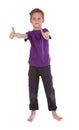 Boy showing ok sign on white
