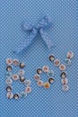 Boy sign. Baby shower idea. Blue polka dots background Royalty Free Stock Photo