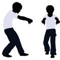 boy silhouette in Pulling Pose Royalty Free Stock Photo