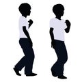 boy silhouette in Pulling Pose Royalty Free Stock Photo