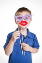 Boy in a silly disguise Royalty Free Stock Photo