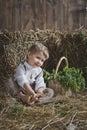 Portrait of a baby among the hay 6128.