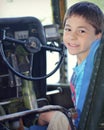 Boy Sitting in Airplane